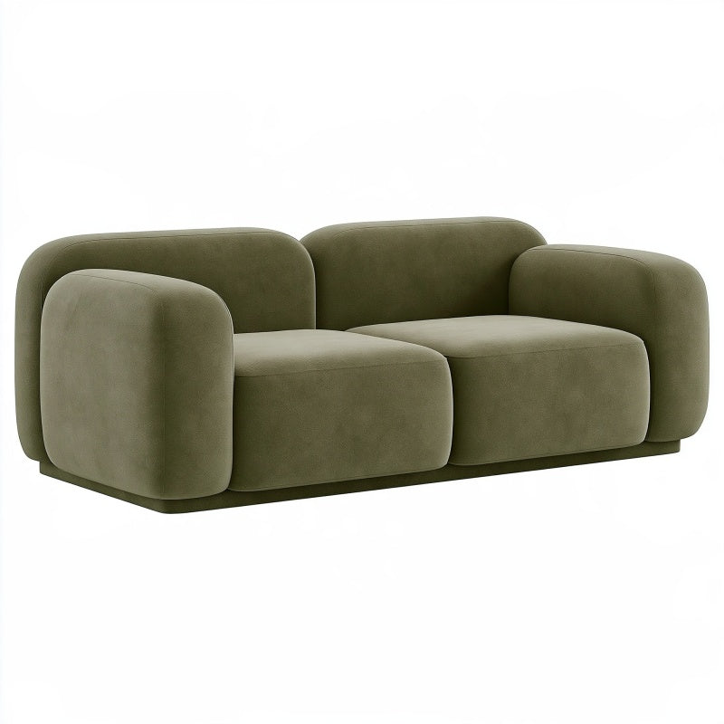 Divano 2 posti 180 x 90 x 75 cm in tessuto verde oliva - stile moderno imbottito