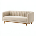 Divano 3 posti 200 x 85 x 78 cm in tessuto beige con gambe in legno stile moderno