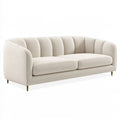 Divano 3 posti 220 x 90 x 78 cm in tessuto avorio - stile moderno con schienale scanalato