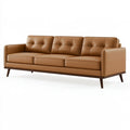 Divano 3 posti 220 x 85 x 82 cm marrone effetto pelle moderno capitonné