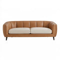 Divano 2 posti 180 cm effetto pelle cognac e avorio - stile moderno con schienale avvolgente