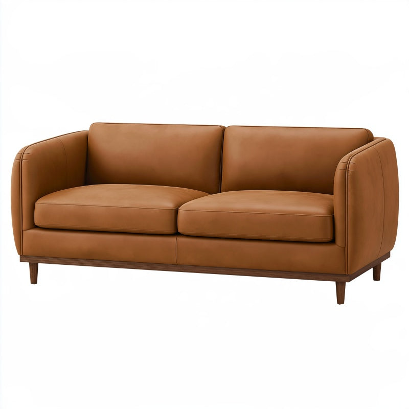 Divano 2 posti 160 x 85 x 82 cm in pelle sintetica marrone - stile moderno