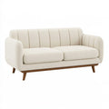 Divano 2 posti 160 x 85 x 82 cm in tessuto beige con base in legno stile moderno