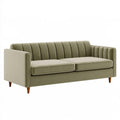 Divano 2 posti 180 x 85 x 80 cm in tessuto verde oliva - schienale scanalato stile moderno