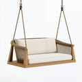 Dondolo sospeso 130 x 70 x 65 cm in legno e corda beige per esterno coperto