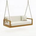 Divano sospeso da giardino 180 x 75 x 55 cm in legno naturale e tessuto beige