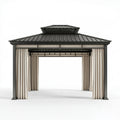 Gazebo da giardino 300 x 300 cm in metallo grigio con tende laterali