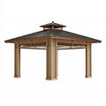 Gazebo da giardino 400 x 300 x 320 cm in legno beige e metallo nero - tetto a padiglione