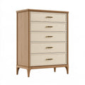 Cassettiera 90 x 45 x 140 cm in legno beige - cinque cassetti stile classico