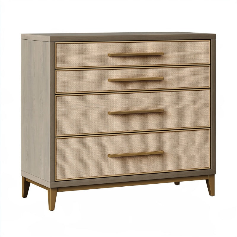 Cassettiera 80x40x90 cm in legno beige con 4 cassetti stile moderno