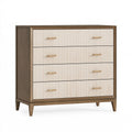 Cassettiera 120 x 45 x 100 cm in legno marrone e avorio a 4 cassetti stile moderno