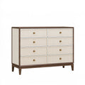 Cassettiera 140 x 45 x 90 cm in legno marrone e beige con 8 cassetti stile moderno