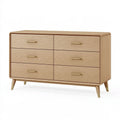 Cassettiera 150 x 45 x 80 cm in legno rovere chiaro a 6 cassetti stile moderno