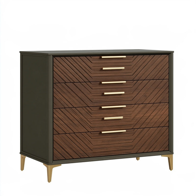 Cassettiera 120 x 45 x 90 cm effetto legno marrone e metallo nero con 6 cassetti stile moderno