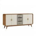 Credenza 180 x 45 x 85 cm in legno marrone e beige con 4 ante e 4 cassetti - stile moderno